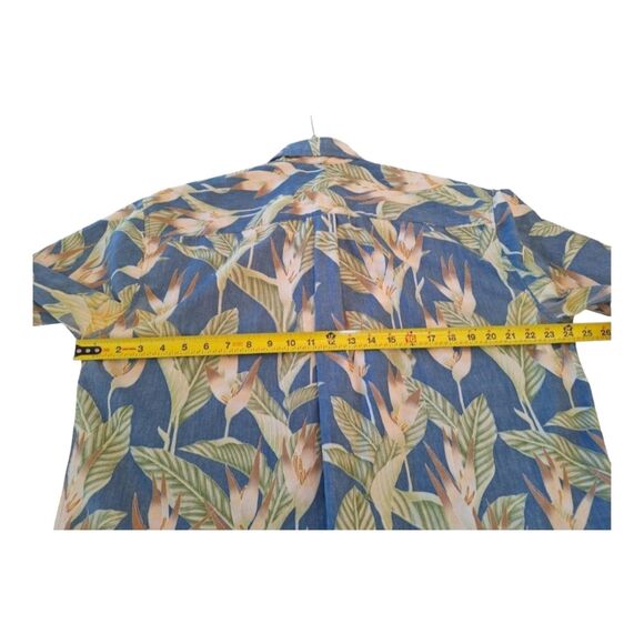 Hawaiian Shirt by Cooke Street Honolulu 100% Cotton men's Large Blue Tropical - Picture 7 of 8